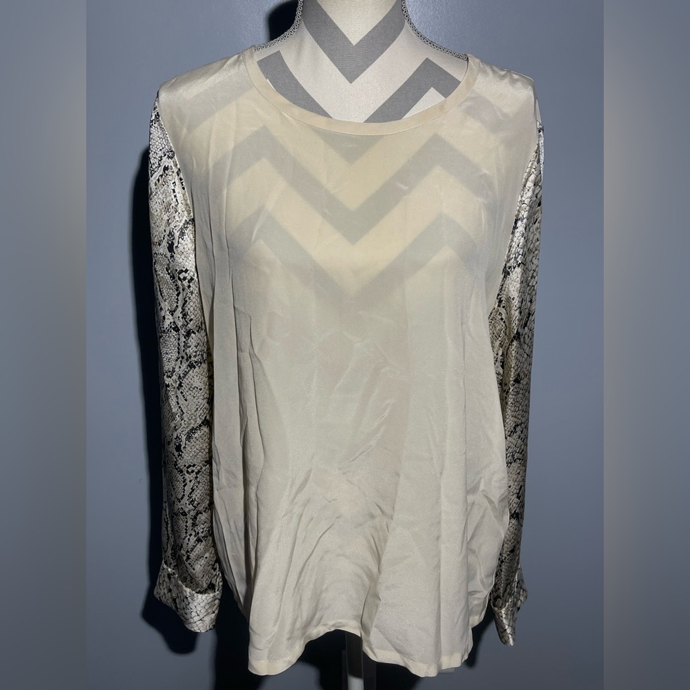 Equipment Cream and Silver Patterned Blouse